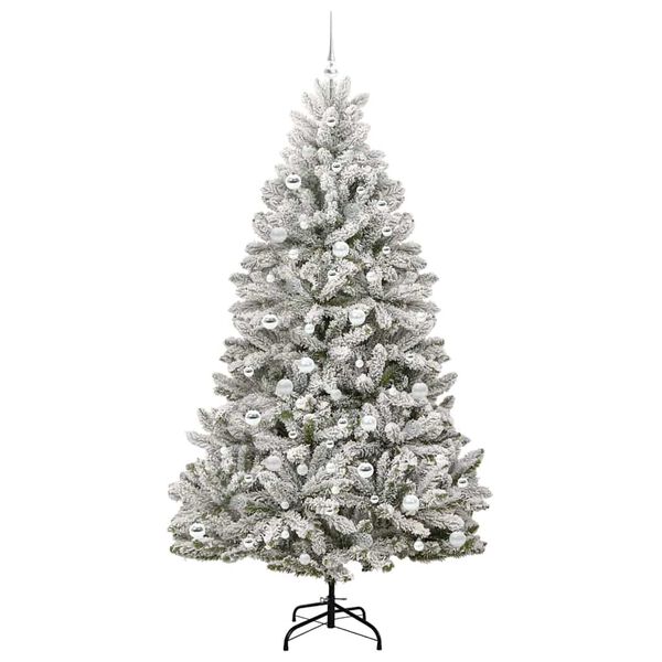 vidaXL &Aacute;rvore de Natal Artificial Verde e Branco 210 cm PVC e Metal