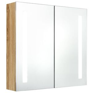 vidaXL Arm&aacute;rio espelhado casa de banho com LED 62x14x60 cm carvalho