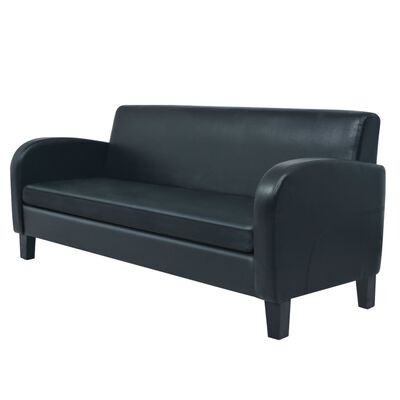 vidaXL Conjunto de sofás 2 pcs couro artificial preto