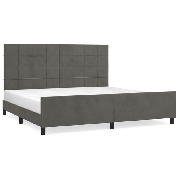 vidaXL Estrutura de cama sem colch&atilde;o 200x200 cm veludo cinzento-escuro