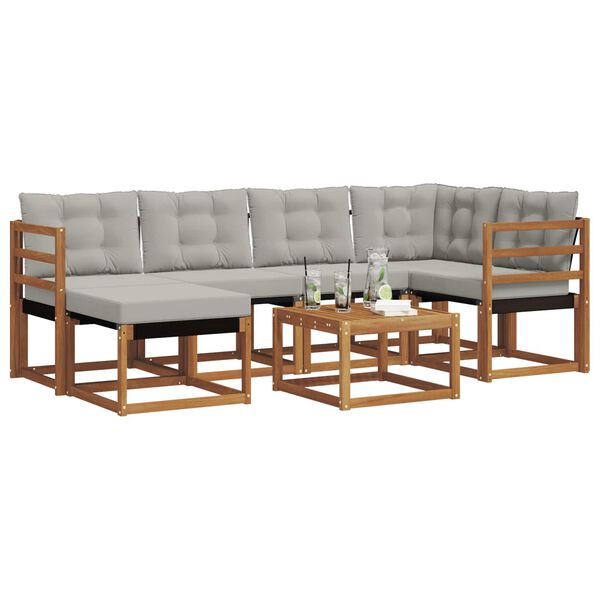 vidaXL Conjunto de Sof&aacute;s para Exterior 7 pcs Cinza Natural e Claro