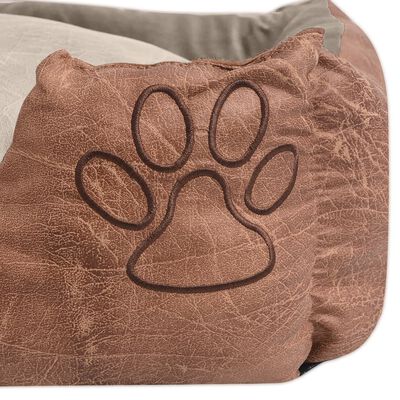 vidaXL Cama para cães com almofada couro artificial PU tamanho XL bege