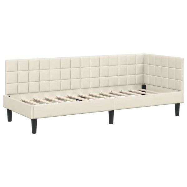 vidaXL Estrutura de Cama de Canto Creme 80 cm x 200 cm Veludo