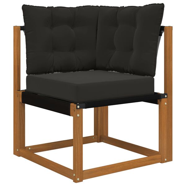 vidaXL Almofada para Sof&aacute; Externo 3 pcs Preto Poli&eacute;ster