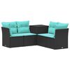 vidaXL Conjunto de Sof&aacute;s 5 unid. Preto e Azul Rattan Poli&eacute;ster e A&ccedil;o