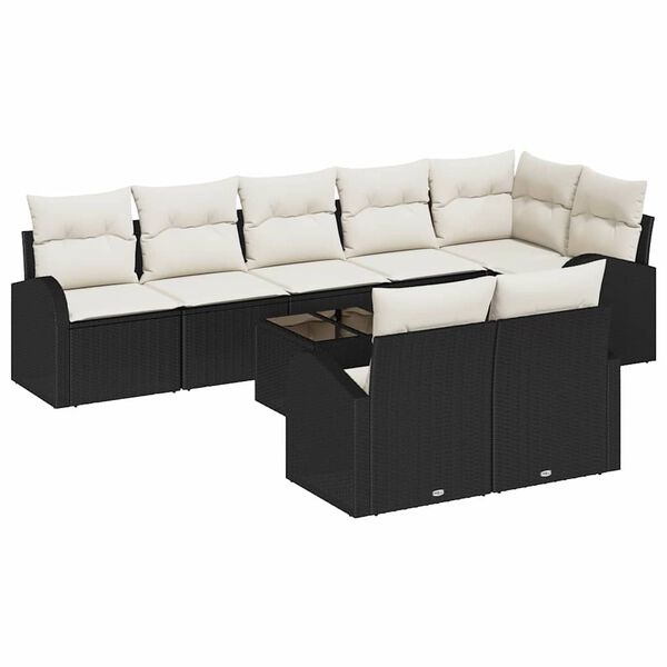 vidaXL Conjunto de Sof&aacute; de Jardim Preto e Creme 55 x 55 x 37 cm