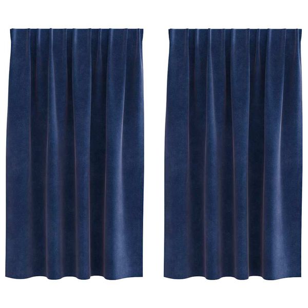 vidaXL Cortinas opacas 2 pcs Azul Escuro 140 x 140 cm Veludo