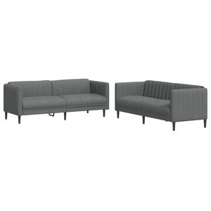 vidaXL 2 pcs conjunto de sof&aacute;s tecido cinzento-escuro