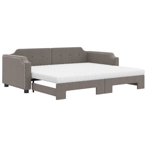 vidaXL Sof&aacute;-cama c/ gavet&atilde;o/colch&otilde;es 90x200cm tecido cinza-acastanhado