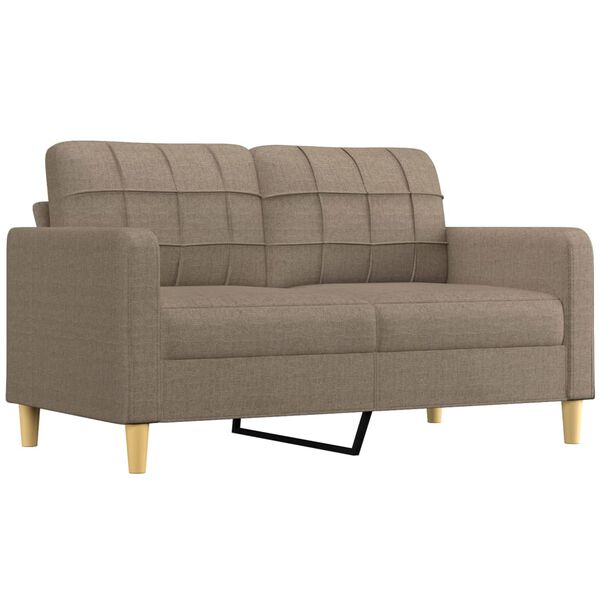 vidaXL Sof&aacute; 2 lugares c/ almofad&otilde;es 140 cm tecido cinza-acastanhado