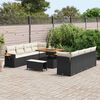 vidaXL Conjunto de Sof&aacute; de Jardim 12 pcs Preto e Creme vime PE