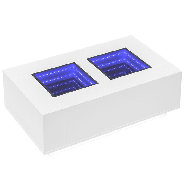 vidaXL Mesa de centro luzes LED Infinity 116x69x40 cm branco