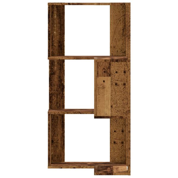 vidaXL Estante canto 3 prateleiras derivados de madeira madeira velha
