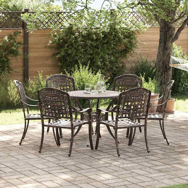 vidaXL Conjunto de Jantar para Jardim 7 pcs Bronze 90 x 90 x 75 cm