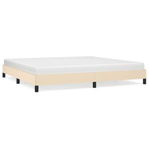 vidaXL Estrutura de cama sem colch&atilde;o 200x200 cm tecido cor creme