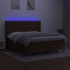 vidaXL Cama box spring c/ colch&atilde;o/LED 180x200cm tecido castanho-escuro