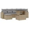 vidaXL 7 pcs conjunto de sof&aacute;s p/ jardim com almofad&otilde;es vime PE bege