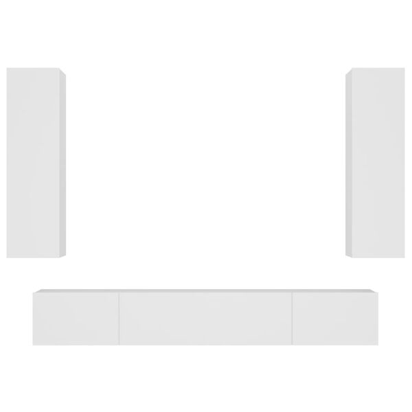 vidaXL Conjunto móveis de TV 4 pcs madeira processada branco