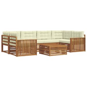 vidaXL Conjunto de Sof&aacute;s para Exterior 7 unid. Natural e Creme