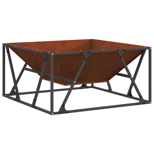 vidaXL Fire Pit Castanho 80 x 80 x 40 cm A&ccedil;o resistente &agrave;s intemp&eacute;ries