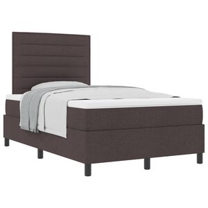 vidaXL Cama Box com colch&atilde;o Marrom Escuro 120 x 190 cm tecido
