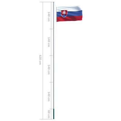 vidaXL Bandeira da Eslováquia com mastro de alumínio 6,2 m