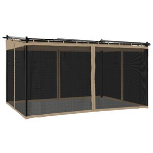 vidaXL Gazebo com paredes de malha 4x3 m a&ccedil;o cinzento-acastanhado
