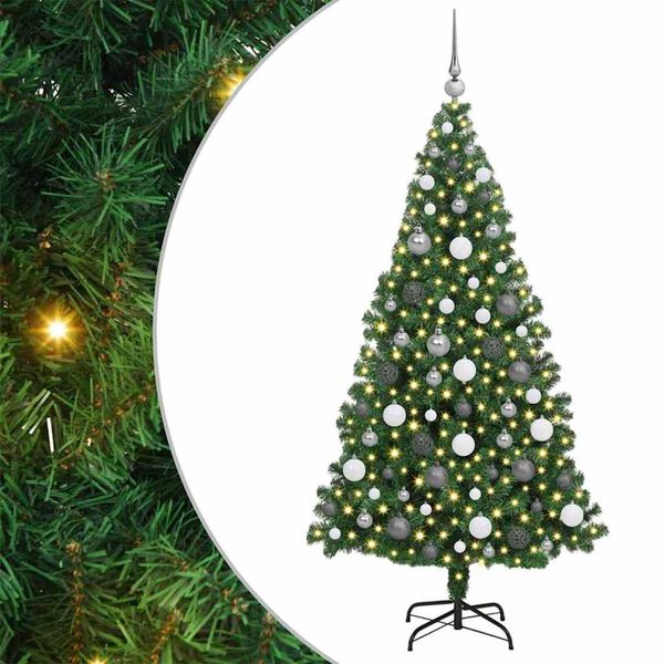 vidaXL &Aacute;rvore de Natal Artificial Verde 180 cm PVC, A&ccedil;o e Pl&aacute;stico
