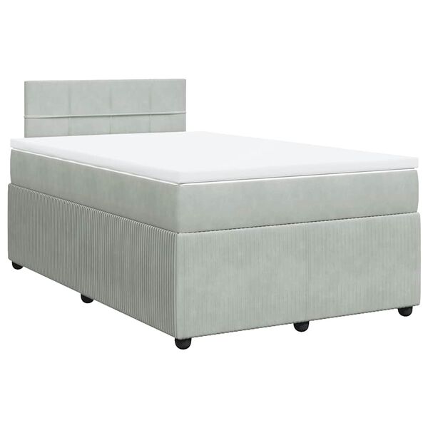 vidaXL Cama boxspring c/ colch&atilde;o 120x200 cm veludo cinzento-claro