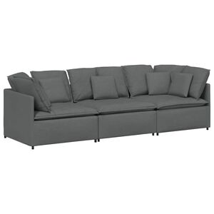 vidaXL Sof&aacute; modular com almofadas tecido cinzento-escuro