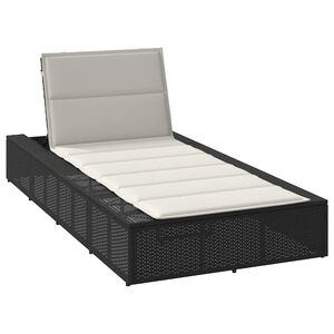 vidaXL Espregui&ccedil;adeira com almofada flutuante vime PE preto