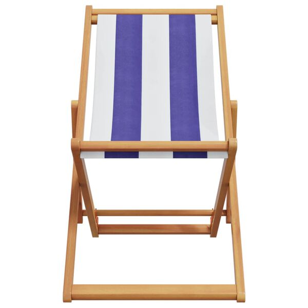 vidaXL Cadeiras de praia dobr&aacute;veis 2 pcs tecido/madeira azul/branco