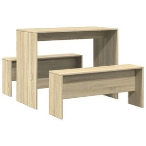 vidaXL 3 pcs conj. mesa jantar e banco deriv. madeira carvalho sonoma