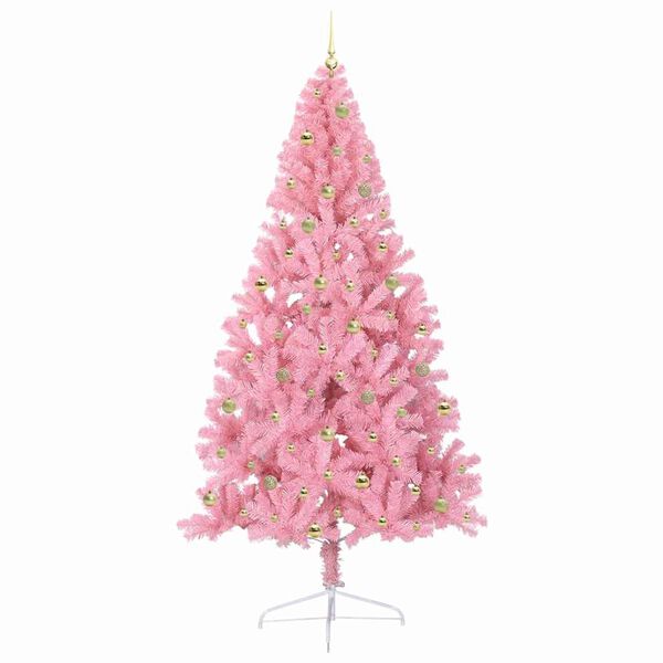vidaXL &Aacute;rvore de Natal Artificial Pr&eacute;-iluminada Rosa 240 cm PVC