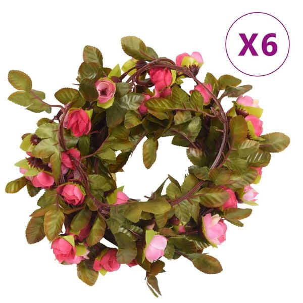 vidaXL Grinaldas de flores 6 pcs 215 cm rosa