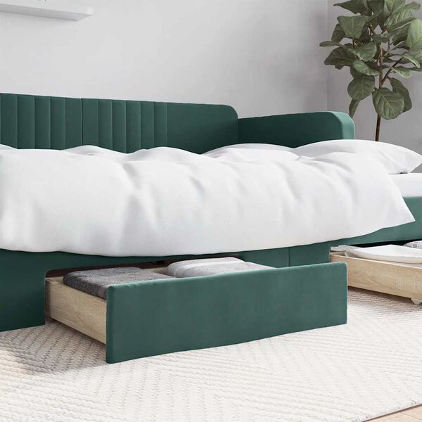 vidaXL Gavetas de cama 2pcs derivados de madeira e veludo verde-escuro