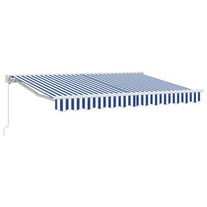 vidaXL Toldo Retr&aacute;til Azul e Branco 300 x 200 cm Poli&eacute;ster e Metal