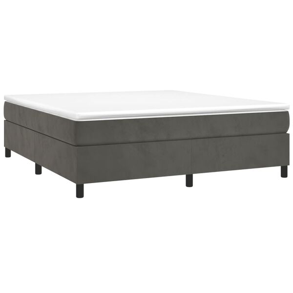vidaXL Cama com molas/colch&atilde;o 200x200 cm veludo cinzento-escuro