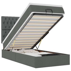 vidaXL Estrutura cama otomana colch&atilde;o 100x200cm tecido cinzento escuro