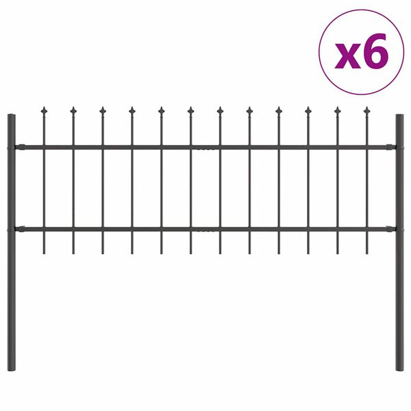 vidaXL Cerca para Jardim 6 pcs Cinzeto 10,2 x 0,6 m