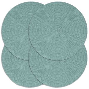 vidaXL Individuais de mesa 4 pcs algod&atilde;o liso 38 cm redondo verde