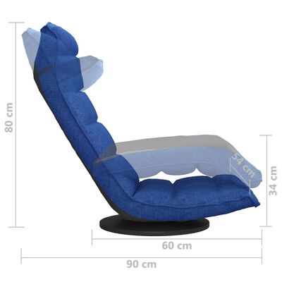 vidaXL Cadeira de piso giratória tecido azul