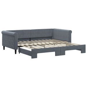 vidaXL Sof&aacute;-cama com gavet&atilde;o 100x200 cm veludo cinzento-escuro