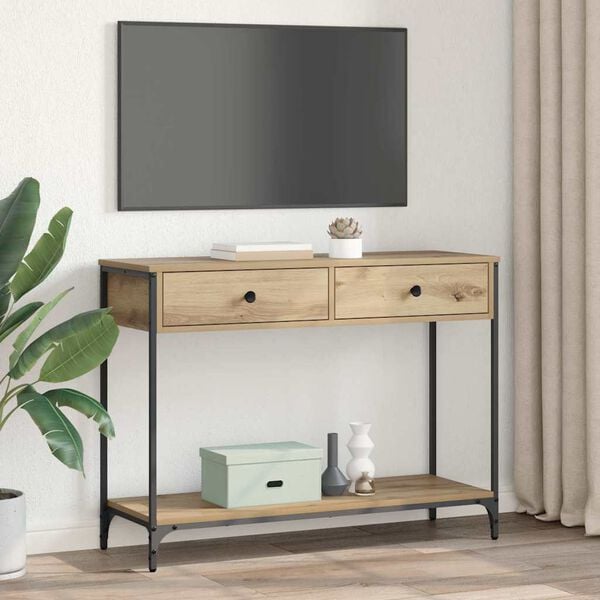 vidaXL Aparador com gaveta Carvalho Artesanal 100 x 34,5 x 75 cm