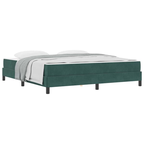vidaXL Cama Box com colch&atilde;o Verde Escuro 180 x 220 cm tecido