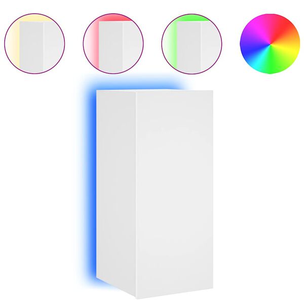 vidaXL M&oacute;vel de parede para TV com luzes LED 30,5x35x70 cm branco