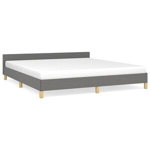 vidaXL Estrutura de cama sem colch&atilde;o 160x200 cm tecido cinzento-escuro