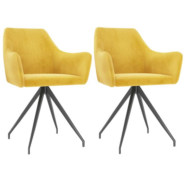 vidaXL Cadeiras de jantar 2 pcs veludo amarelo