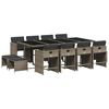 vidaXL 13 pcs conjunto jantar p/ jardim c/ almofad&otilde;es vime PE cinzento