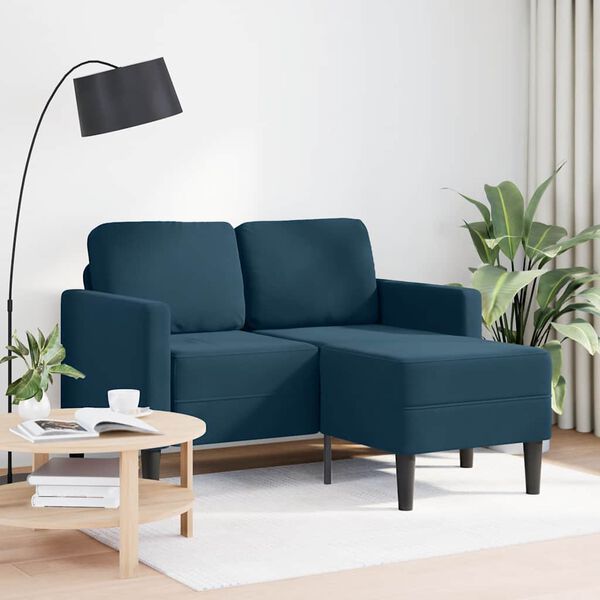 vidaXL Sof&aacute; 2 lugares com Chaise em L 125 cm veludo azul